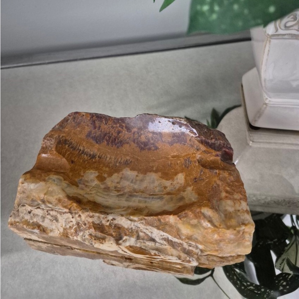 Natural Banded Stone Catchall Dish – Bohemian Onyx / Travertine Tray